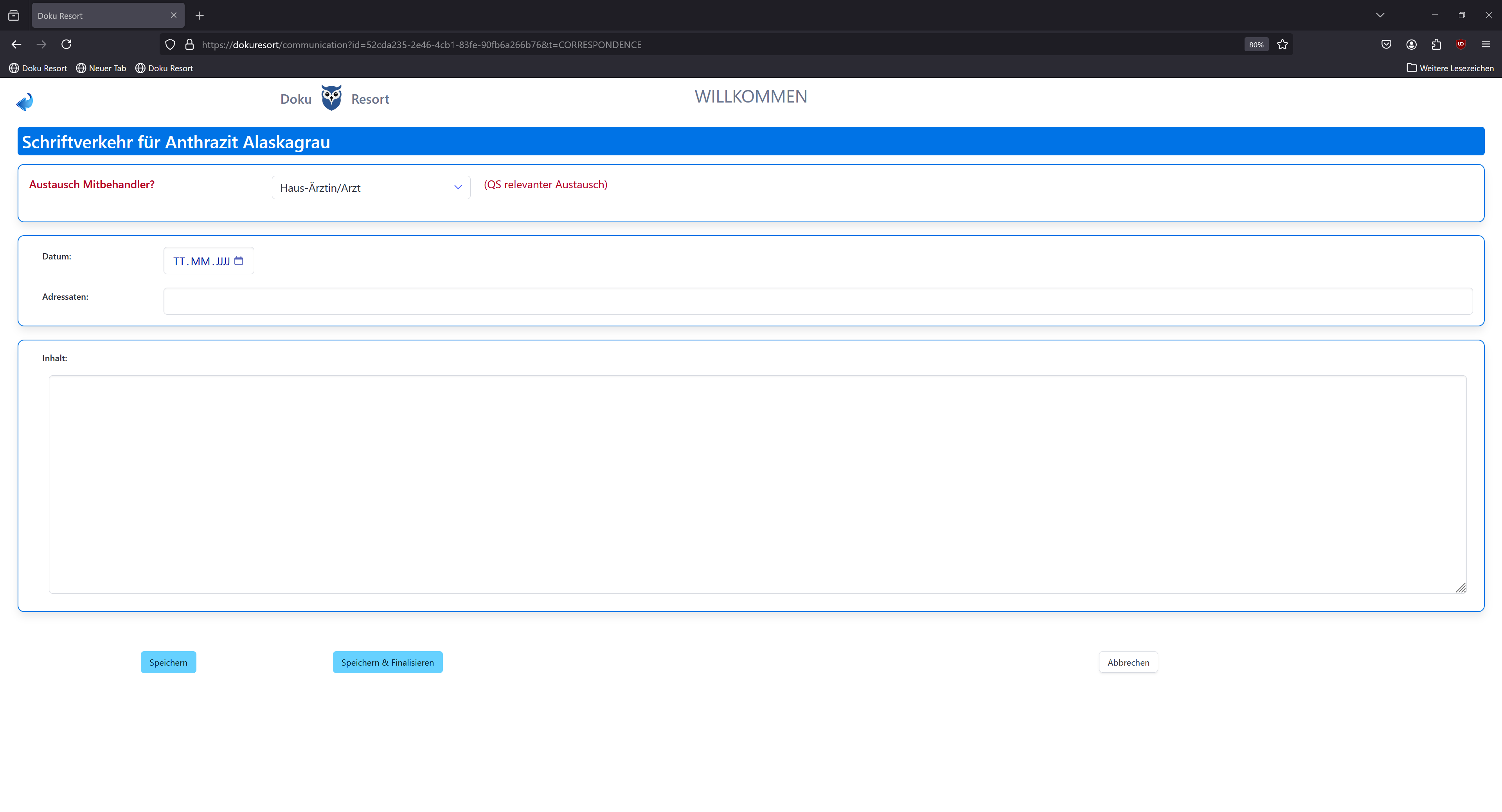 Sitzungsverlauf Briefe
