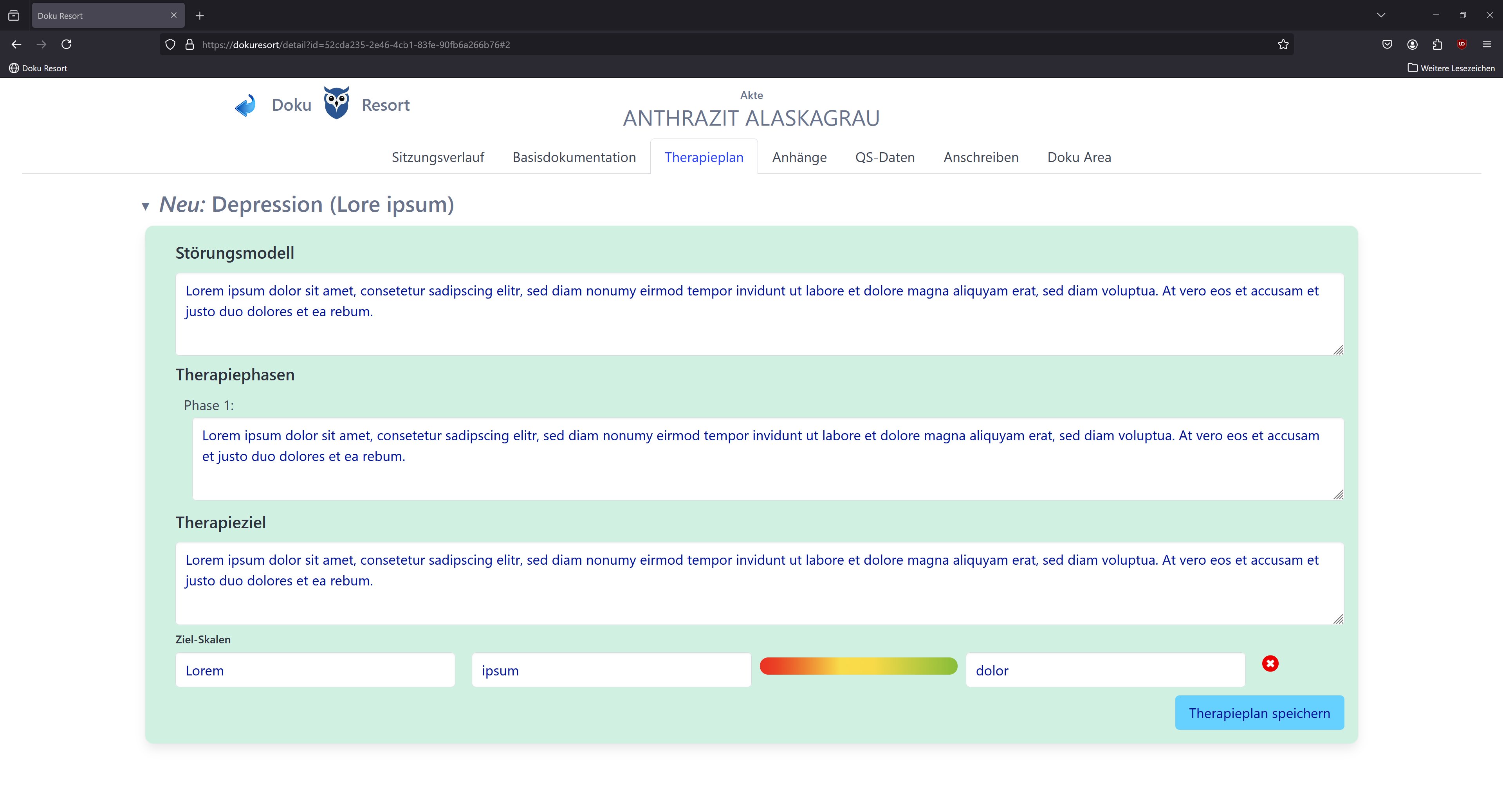 Sitzungsprotokoll Therapieplan einfügen